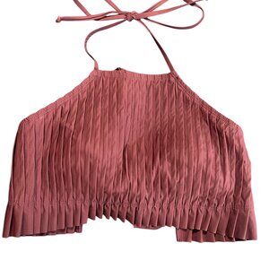 AMORESSA Swimwear Pleated Halter Top Size Small, Burgundy